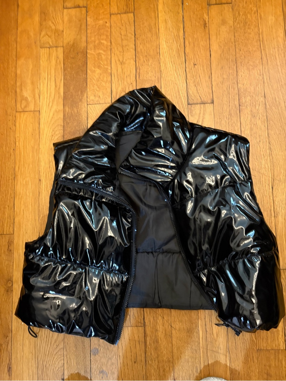 Black shiny cropped vest